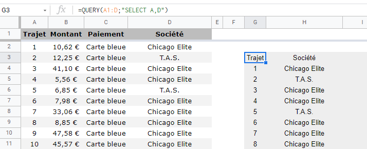 La fonction Query SELECT